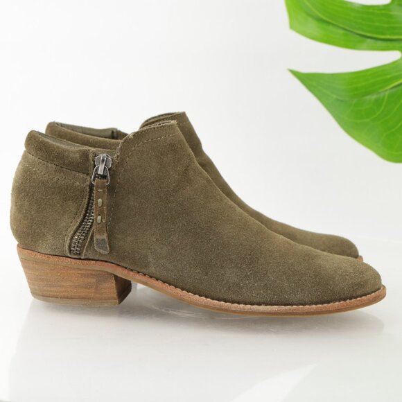 Steve Madden Womens Tobii Boot Size 6.5 Olive Suede Block Heel Bootie Comfy - Picture 8 of 13